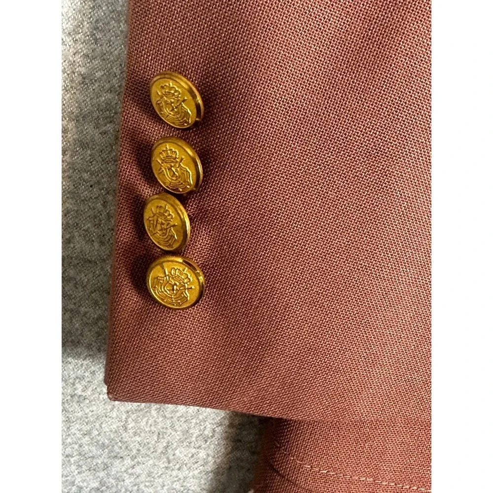 Sansabelt Ltd Blazer 44R Sport Coat‎ Rose Pink Gold Crest Buttons USA